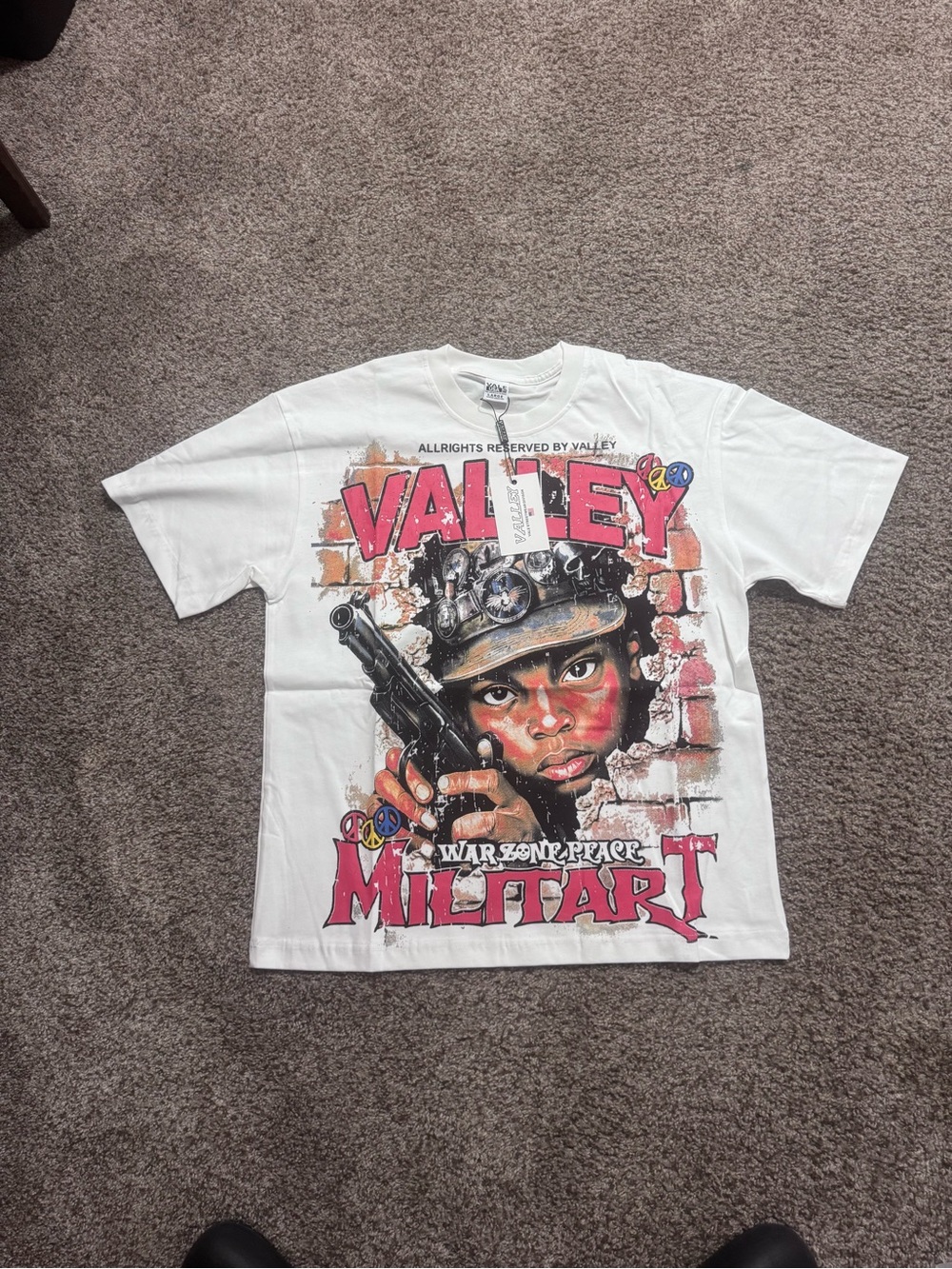 White Graphic Military Short Sleeve Tee